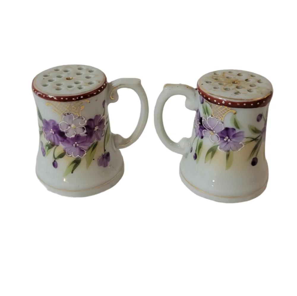 Vintage Handpainted Porcelain Salt Pepper Shaker Set